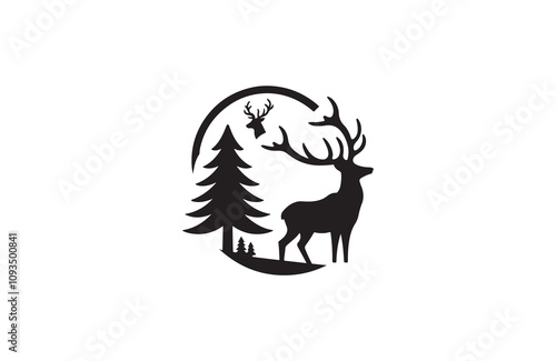deer silhouette vector outline art illustration logo design
