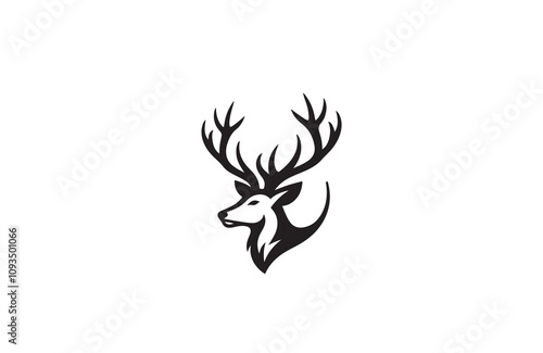 deer silhouette vector outline art illustration logo design
