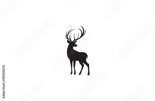 deer silhouette vector outline art illustration logo design
