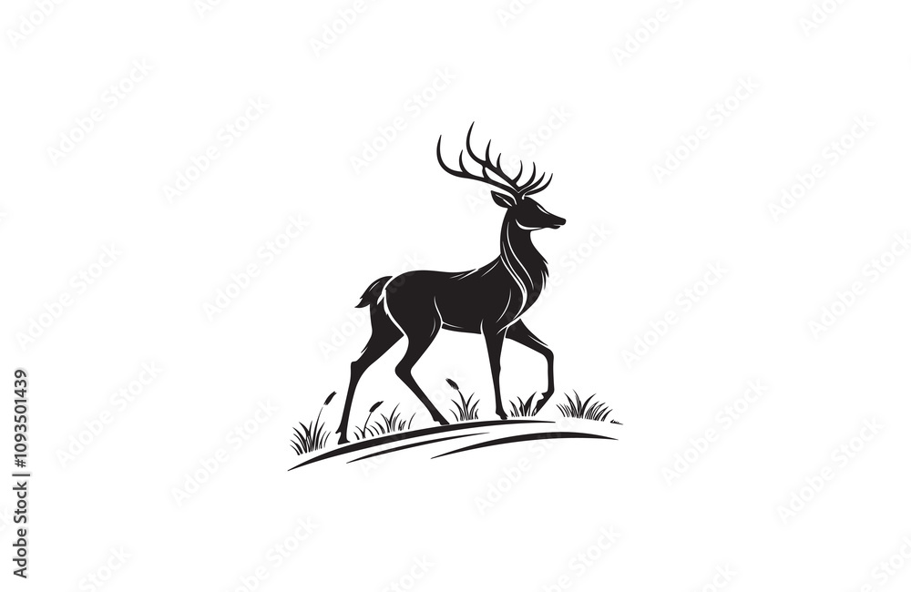 Fototapeta premium deer silhouette vector outline art illustration logo design 