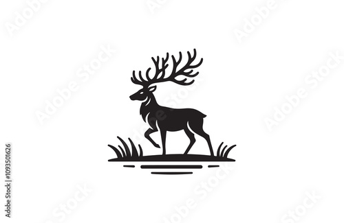 deer silhouette vector outline art illustration logo design
