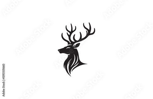 deer silhouette vector outline art illustration logo design
