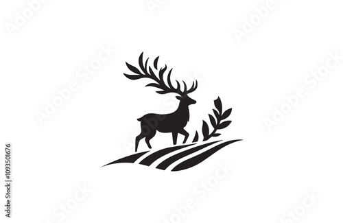 deer silhouette vector outline art illustration logo design
