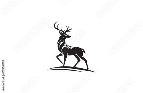 deer silhouette vector outline art illustration logo design
