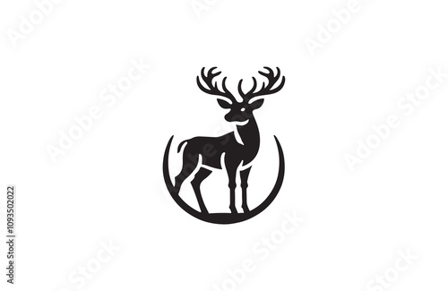 deer silhouette vector outline art illustration logo design
