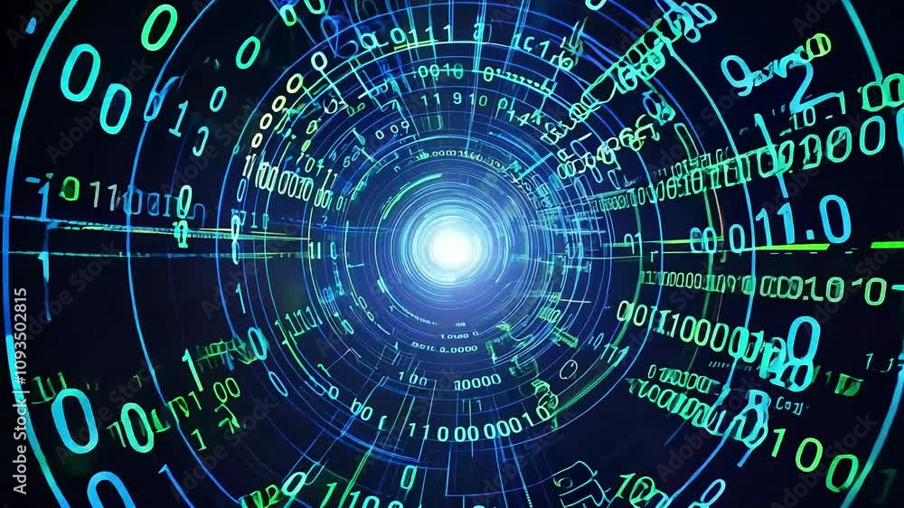 Abstract Binary Code Tunnel Animation Representing Digital Flow, Binary Code Tunnel Abstract Binary Code Tunnel Animation Representing Digital Flow, Binary Code Tunnel