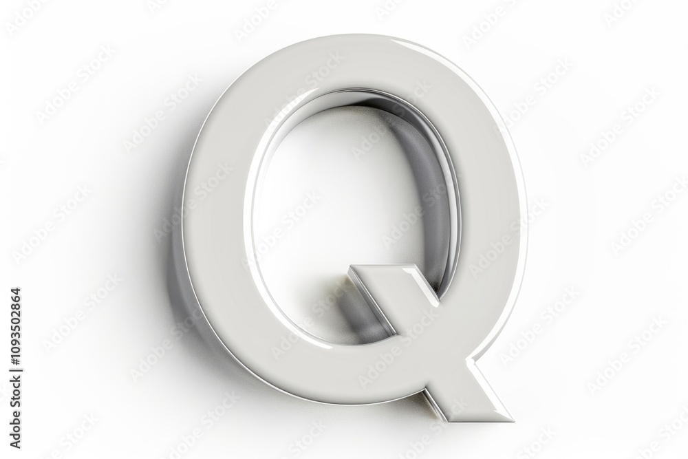 A detailed view of the letter Q on a white background, suitable for educational or typographic purposes A detailed view of the letter Q on a white background, suitable for educational or typographic purposes