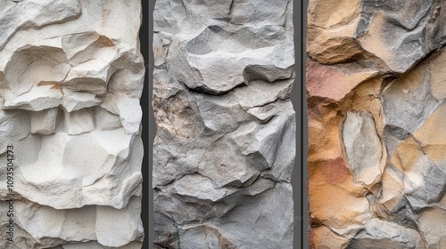 Trilogy of Textures: A Close-Up Study of Three Distinct Rock Formations photo