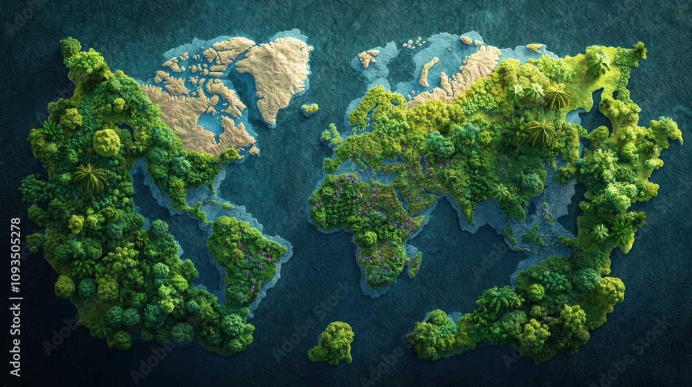A map highlighting areas of high biodiversity, showcasing rainforests, coral reefs, and other ecosystems rich in plant and animal life, often used for conservation efforts. A map highlighting areas of high biodiversity, showcasing rainforests, coral reefs, and other ecosystems rich in plant and animal life, often used for conservation efforts.