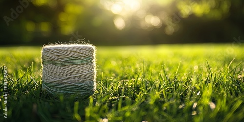 Close Up of Twine on Green Grass in Sunlight