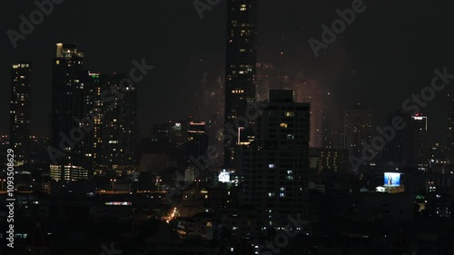 Wallpaper Mural Blurred video background of fireworks or fireworks arranged according to the event or New Year festival, various Christmas events, let tourists watch the beauty of light and sound at night. Torontodigital.ca