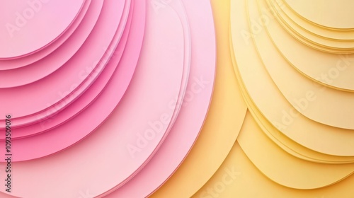 Abstract layered paper art with soft pink and yellow gradient curves