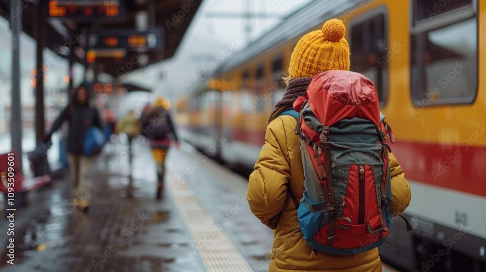 A person standing at the platform, expecting a train A person standing at the platform, expecting a train