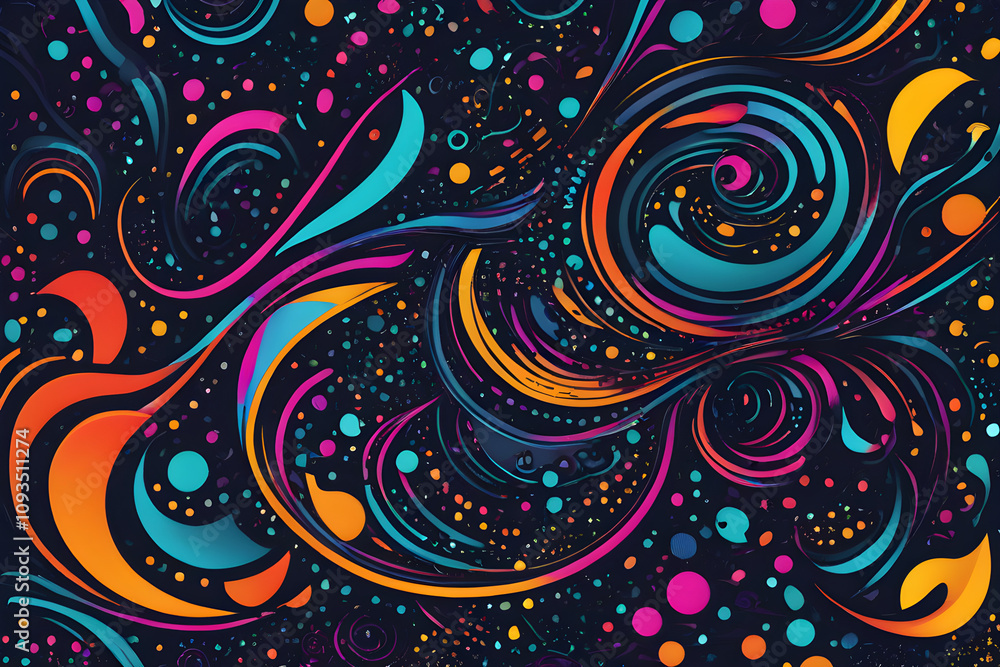 Colorful abstract swirls and dots creating a dynamic visual flow Colorful abstract swirls and dots creating a dynamic visual flow