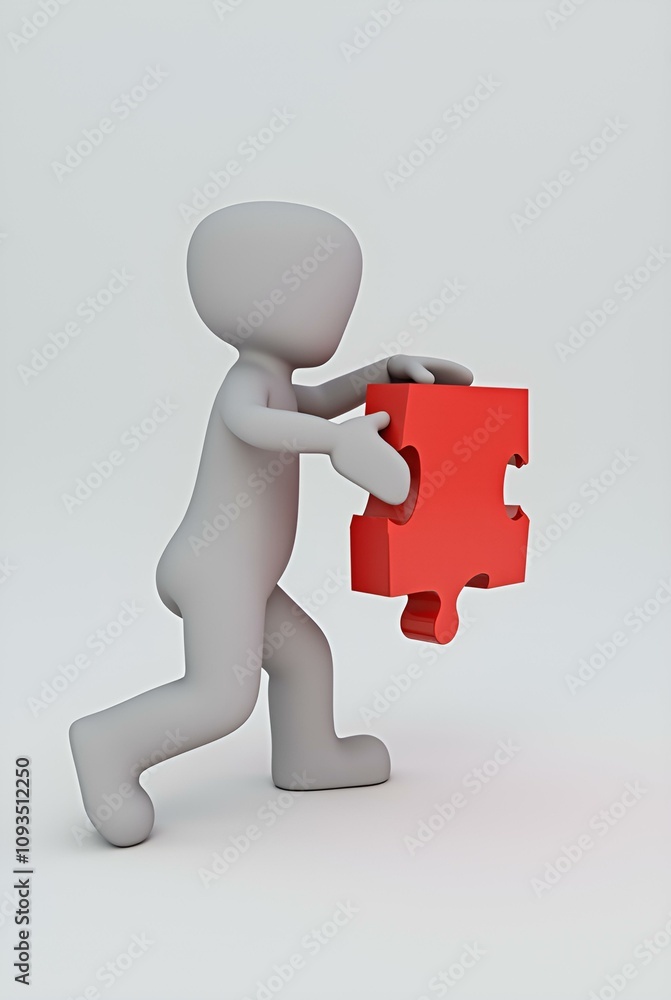 A 3D rendered figure holds a large red puzzle piece in a dynamic pose, set against a plain light background, emphasizing themes of problem solving. A 3D rendered figure holds a large red puzzle piece in a dynamic pose, set against a plain light background, emphasizing themes of problem solving.