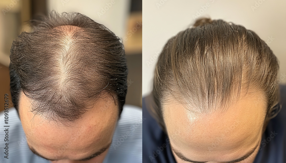 Before and after view of hairline enhancement Before and after view of hairline enhancement