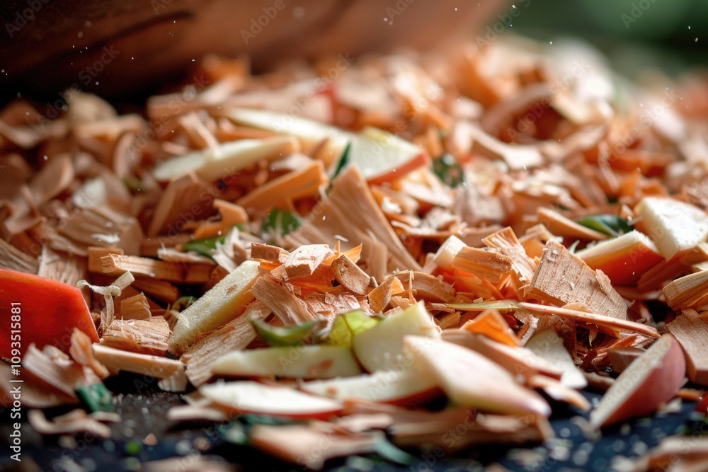 A pile of wood shavings sitting on a table, suitable for craft or DIY projects A pile of wood shavings sitting on a table, suitable for craft or DIY projects