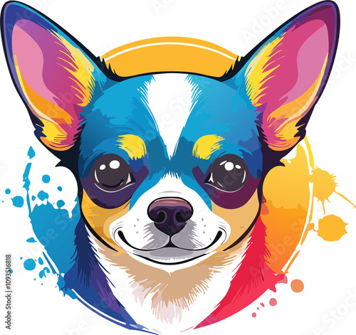 Colorful Chihuahua - AI generated with Adobe Illustrator - Cute and Playful	
