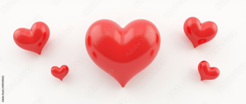 Red Heart Unique Icons Set on White Background Red Heart Unique Icons Set on White Background