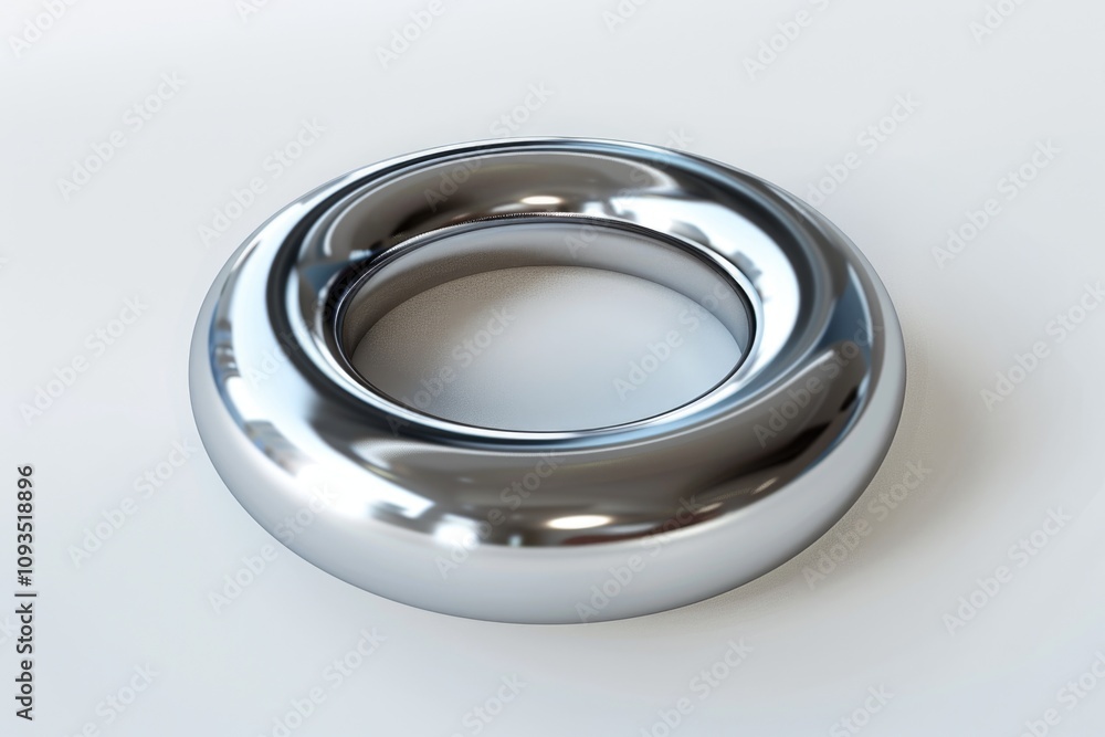 A shiny metal object placed on a white surface, suitable for product or still life photography A shiny metal object placed on a white surface, suitable for product or still life photography