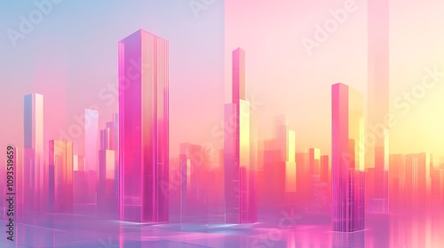 Digital Art of a Vibrant, Futuristic City Skyline at Sunset AI Generated