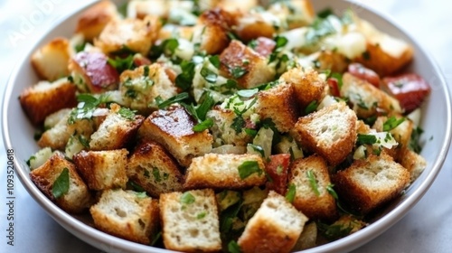 Delicious Homemade Herb-Infused Bread Salad with Fresh Ingredients