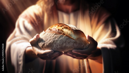 jesus offering bread turned into a miracle