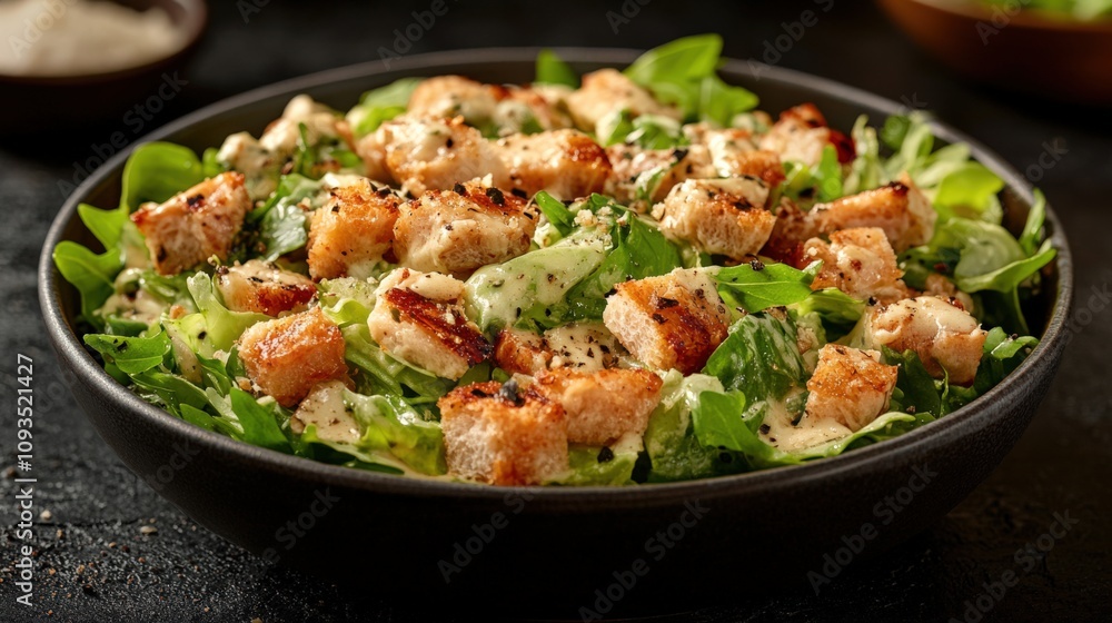 Fresh and Delicious Caesar Salad with Crunchy Croutons Fresh and Delicious Caesar Salad with Crunchy Croutons