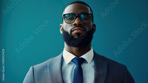 Corporate strategist confidently posing in suit ready for challenges