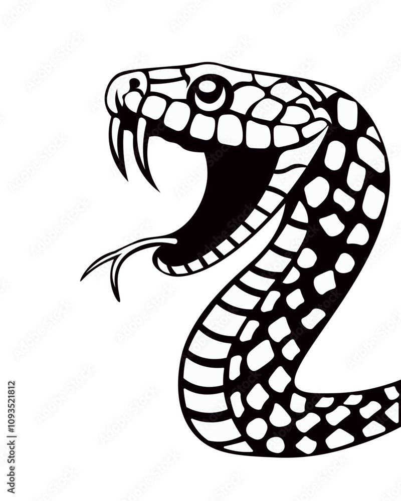 Fototapeta premium Vector illustration of a cartoon snake with its tongue hanging out
