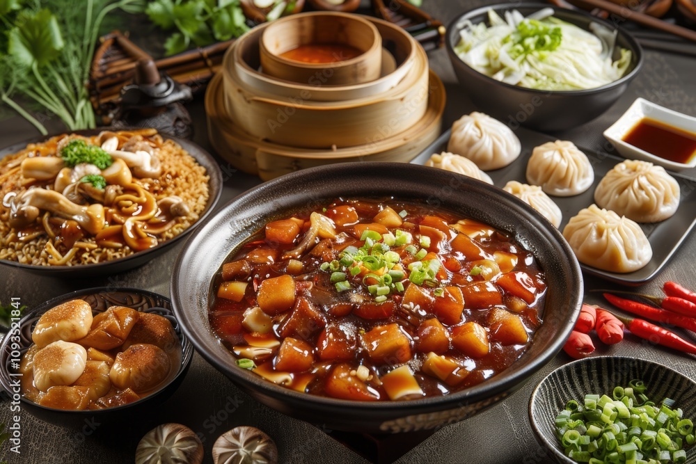 A table filled with various dishes and snacks A table filled with various dishes and snacks