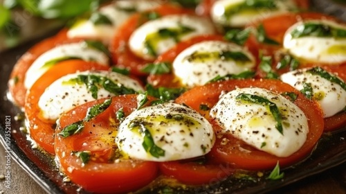 Fresh Caprese Salad with Basil and Olive Oil Drizzle