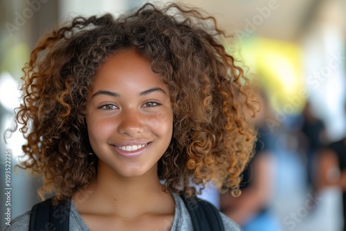 Confident Student Smiling Outdoors at University for Academic Success