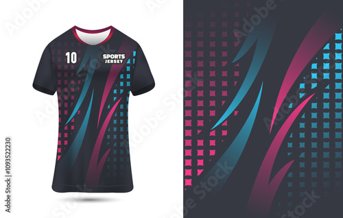Sublimation jersey design vector Illustration. Sports t-shirt, jersey design for sublimation printing.