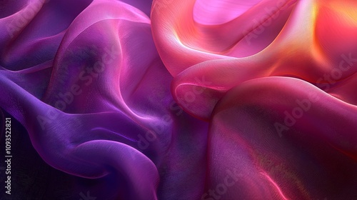 A dynamic blend of pink and violet hues, forming a smooth, flowing fabric texture. This vibrant image embodies creativity and energetic movement throughout. photo