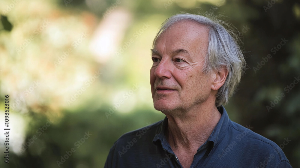 Older man with a receding hairline and thin stringy gray hair that appears unkempt Older man with a receding hairline and thin stringy gray hair that appears unkempt