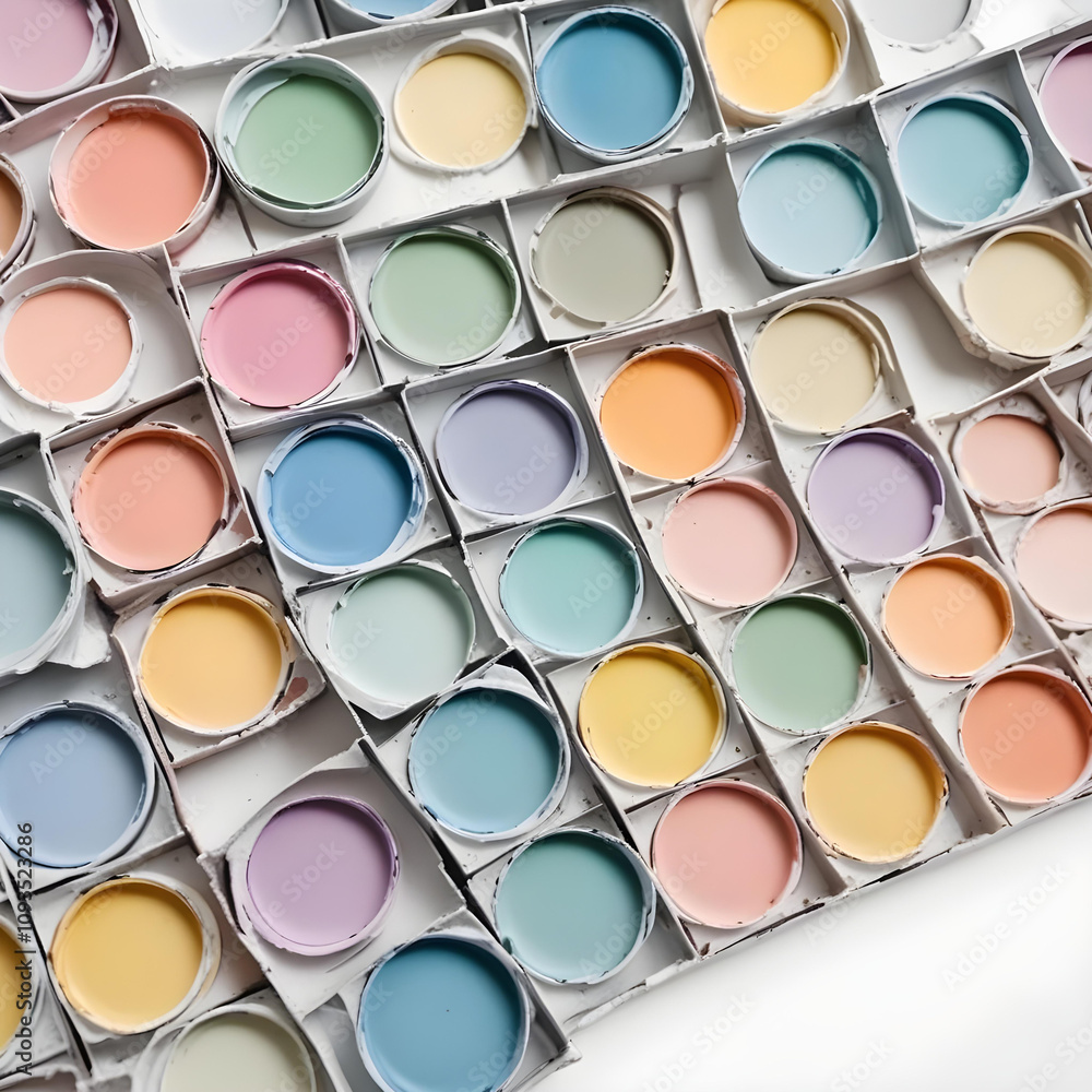 A watercolor paint set on a white background A watercolor paint set on a white background