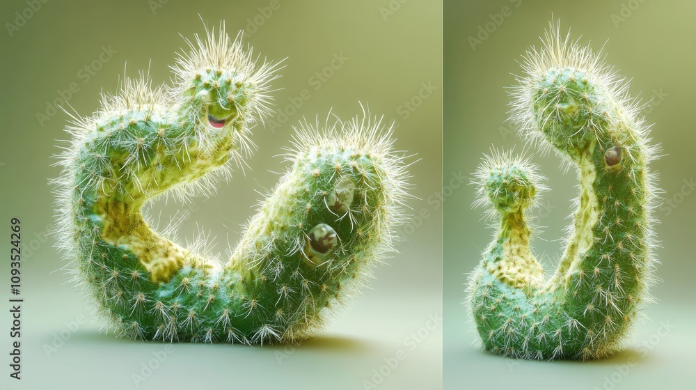 Two playful cactus characters with happy expressions Two playful cactus characters with happy expressions