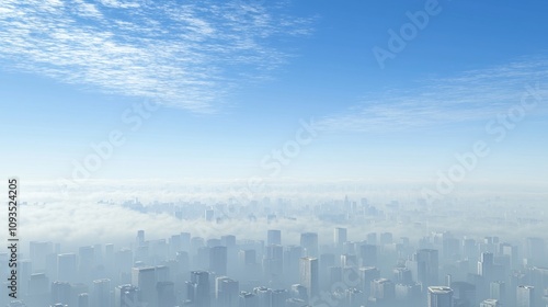 Layers of Pollution in Atmosphere - Educational Graphic Illustration of Air Quality Effects with Smog, Clouds, and Clear Sky