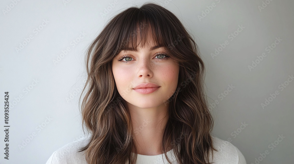 Ash Brown Shaggy Shag with Full Blunt Bangs Ash Brown Shaggy Shag with Full Blunt Bangs