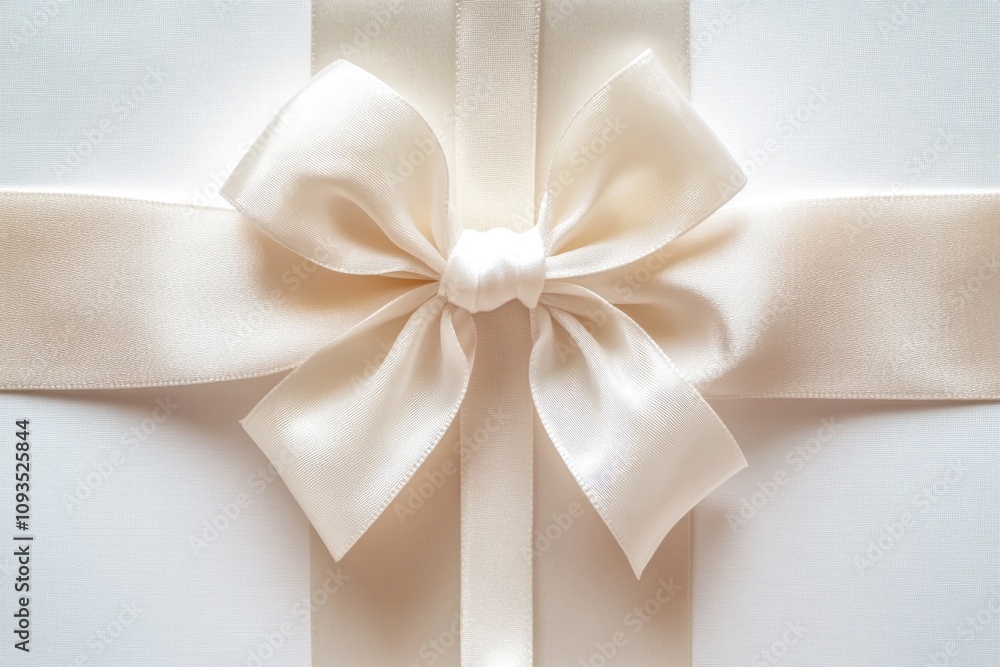 A close-up shot of a white bow on a clean white background A close-up shot of a white bow on a clean white background