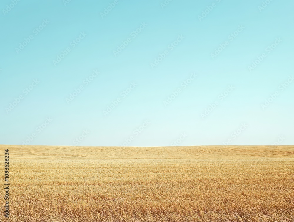 A serene landscape featuring golden fields under a clear blue sky. A serene landscape featuring golden fields under a clear blue sky.