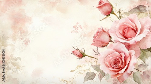 Delicate Watercolor Roses on a Soft Background