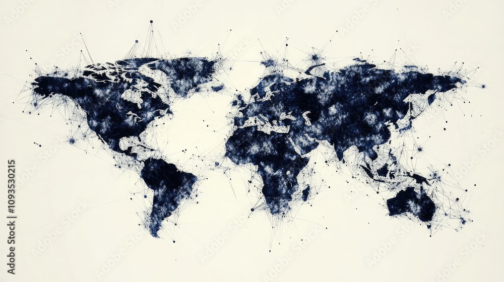 Fototapeta premium Global network connection map.