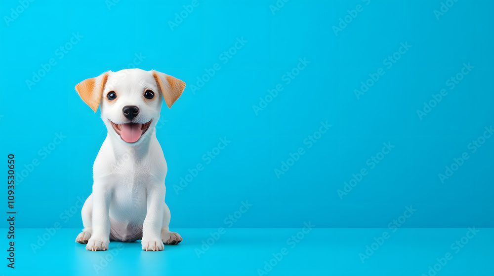 Brightly Colored Backdrop Highlights a Joyful Puppy Embodying Nature's Friendliness and Diversity Brightly Colored Backdrop Highlights a Joyful Puppy Embodying Nature's Friendliness and Diversity
