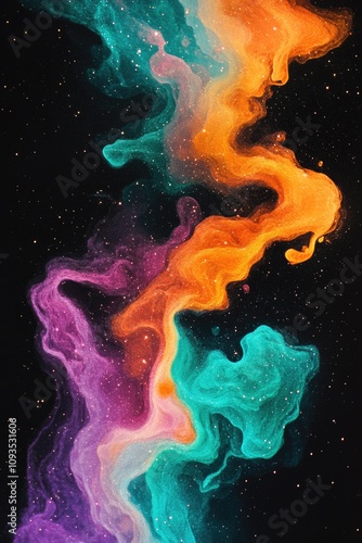 A vibrant and intricate swirl pattern in the night sky, ideal for use in designs related to astronomy or fantasy photo