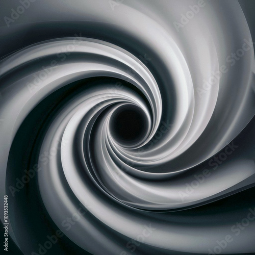 Grayscale swirls converge into a dynamic vortex showcasing soft gradients and an ethereal abstract quality.