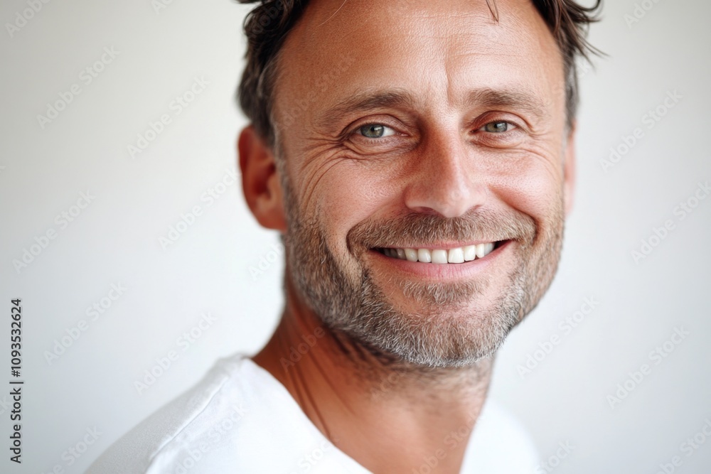 A close-up shot of a bearded man smiling, great for use in advertising, social media or personal projects A close-up shot of a bearded man smiling, great for use in advertising, social media or personal projects