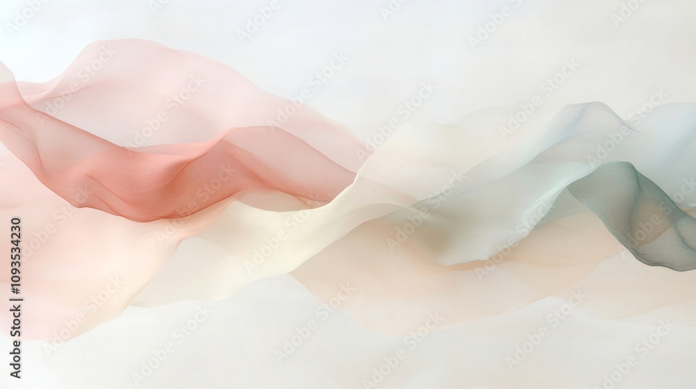 Gentle flowing abstract waves in soft pastel colors. Smooth blended pink, white and gray curved lines creating minimalist artistic background for design projects and decor Gentle flowing abstract waves in soft pastel colors. Smooth blended pink, white and gray curved lines creating minimalist artistic background for design projects and decor