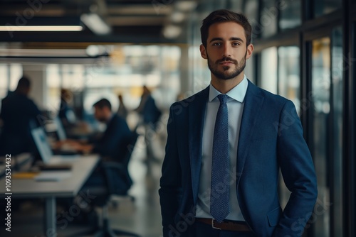 In a professional office, a welldressed man engages with knowledgeable colleagues, fostering communication, innovation, and teamwork to boost productivity and succeed in their collaborative efforts